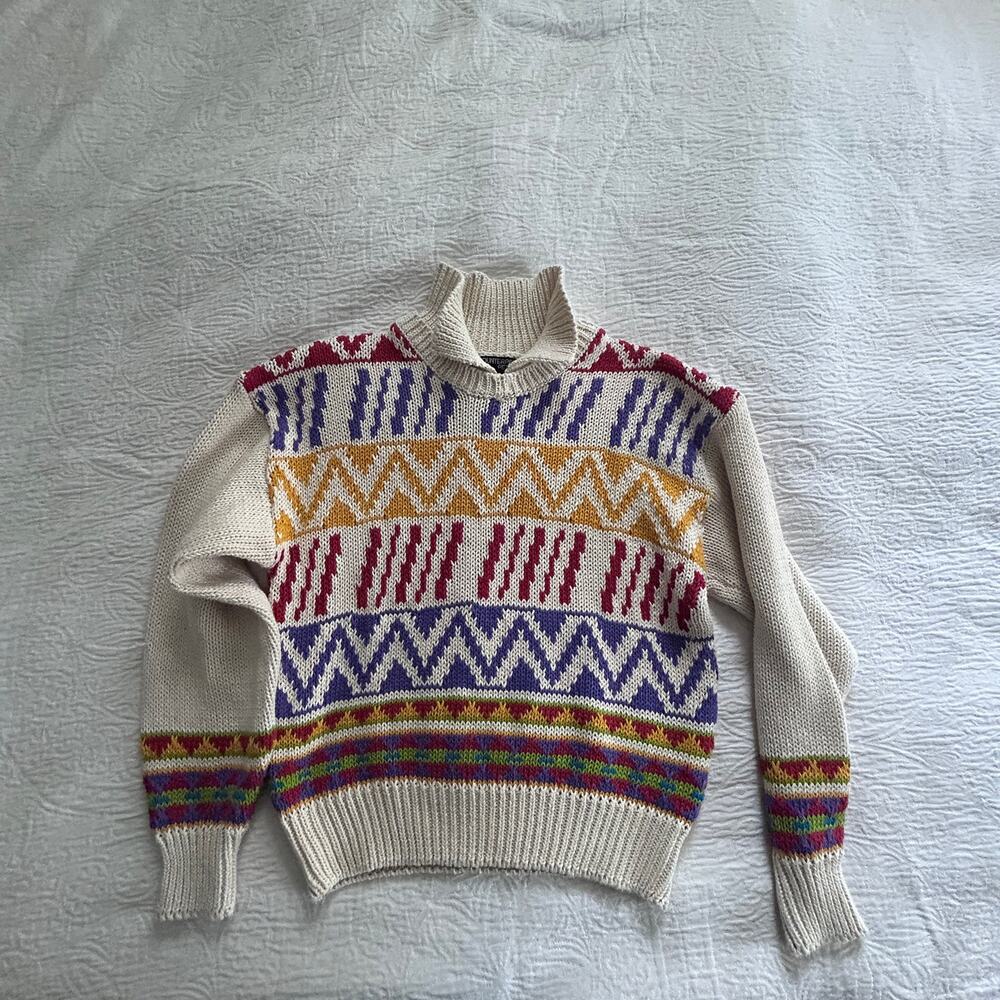 Counterparts colorful and cream sweater Medium 80s/90s